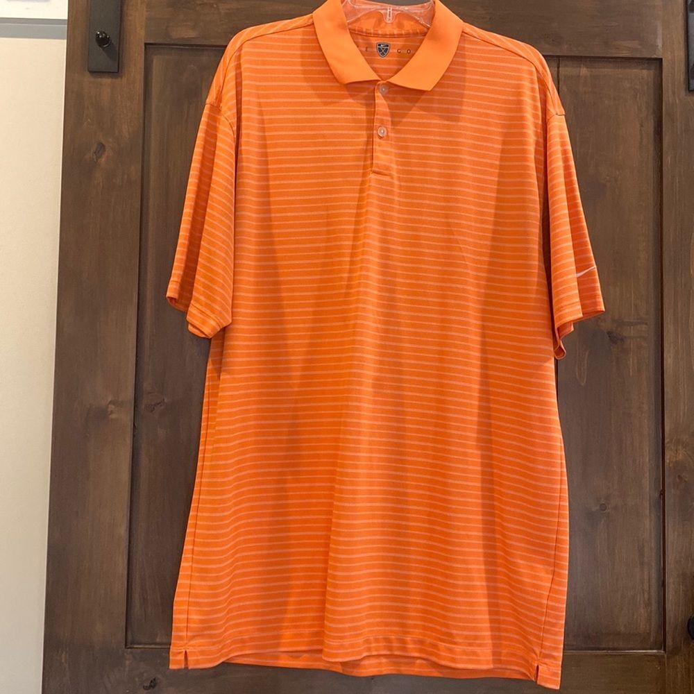 E918-851) Nike Golf Polo Orange Stripe GUC Men's Sz. XL
